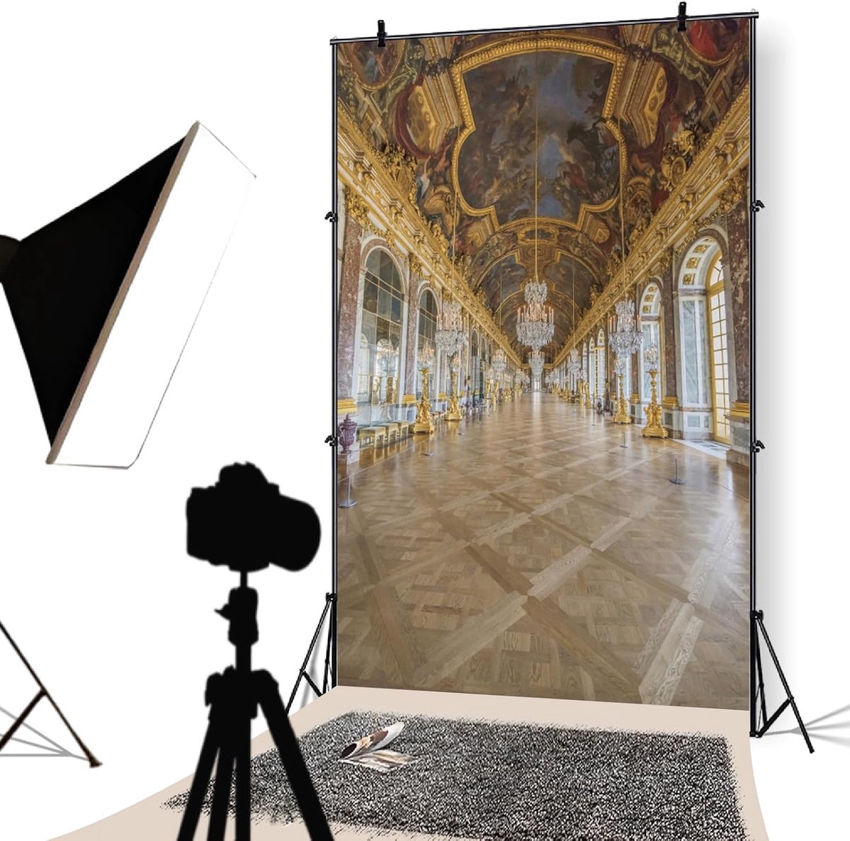 Fotografie Achtergrond Paleis Interieur Versailles Stijl 8x8ft voor Feest en Portret