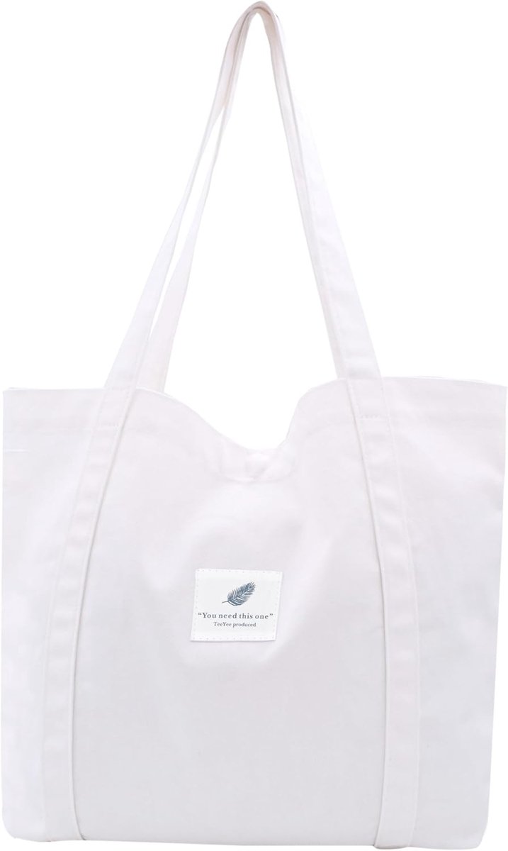 Grote Stoffen Shopper Tas voor Dames - Stevige Schoudertas voor Strand en Winkelen
