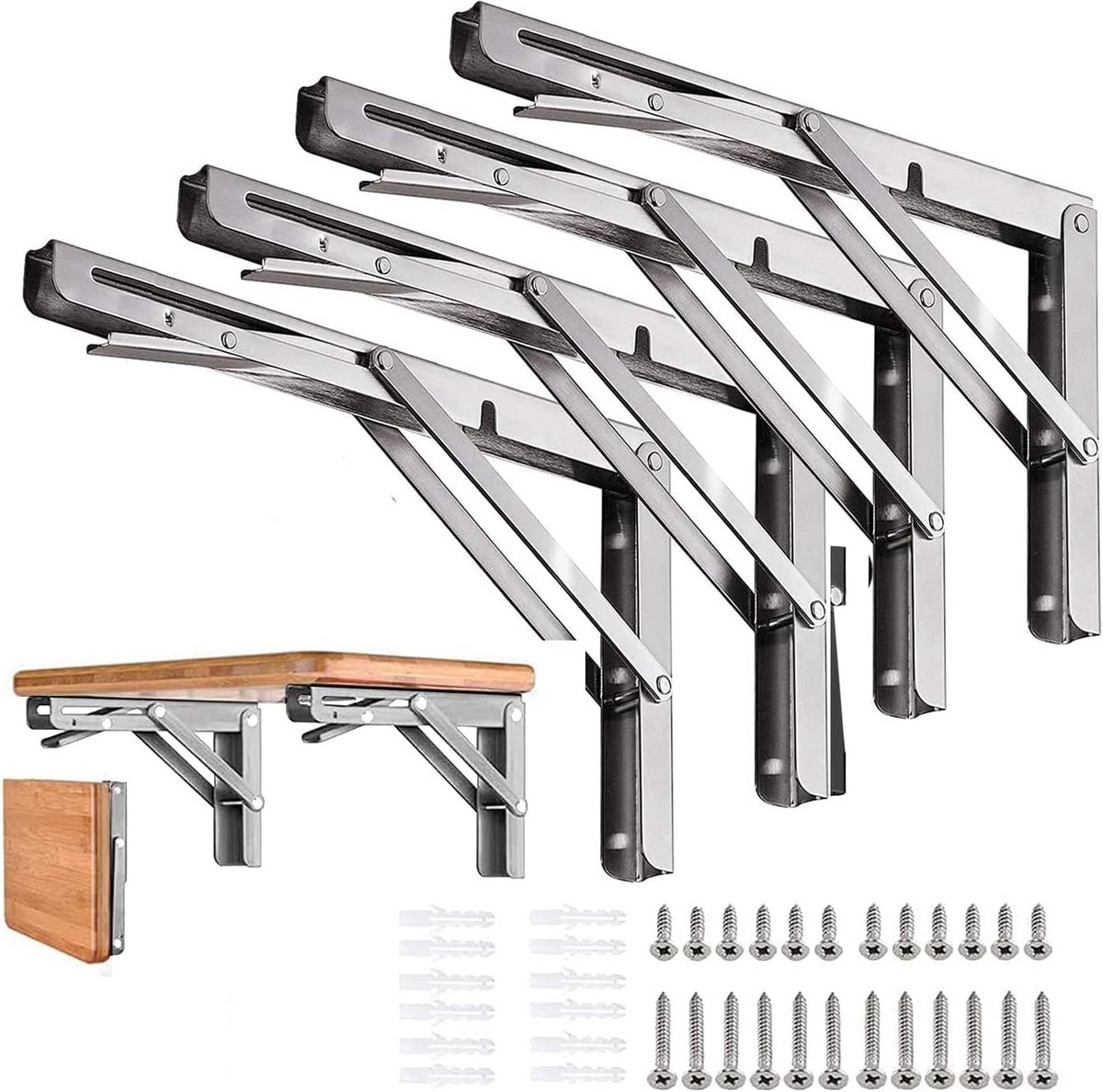 Inklapbare Planksteunen 10 Inch Heavy Duty RVS - Wandmontage, Ruimtebesparend