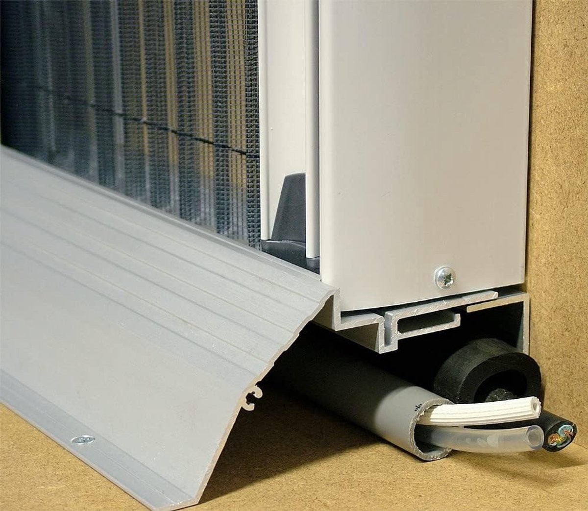 Horrex aluminum threshold for pleated fly door