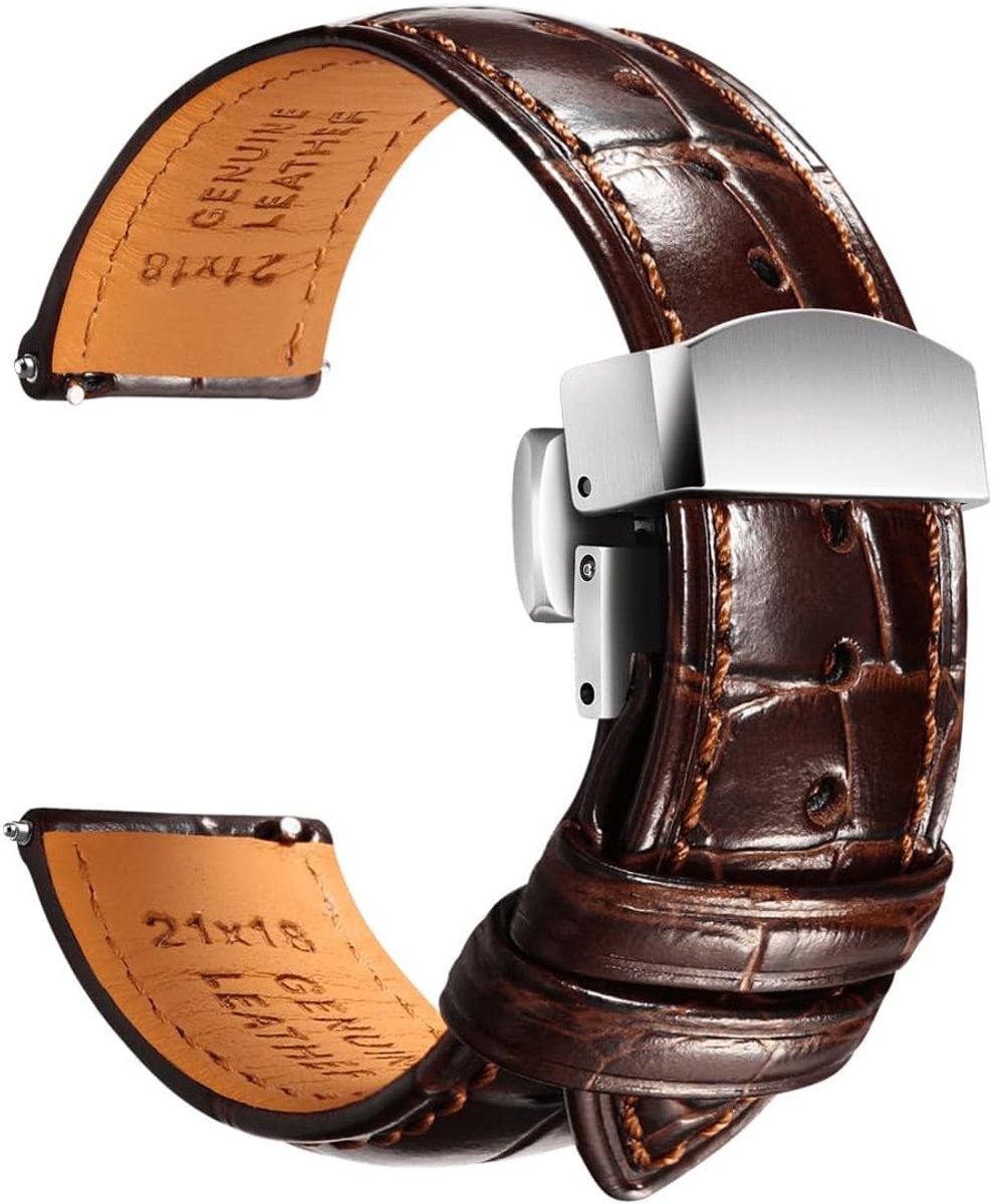 Leren Horlogebandje - Polsband Krokodillenlook - Horloge Personaliseren - Italiaans Leer Alligatorreliëf - 19mm tot 22mm