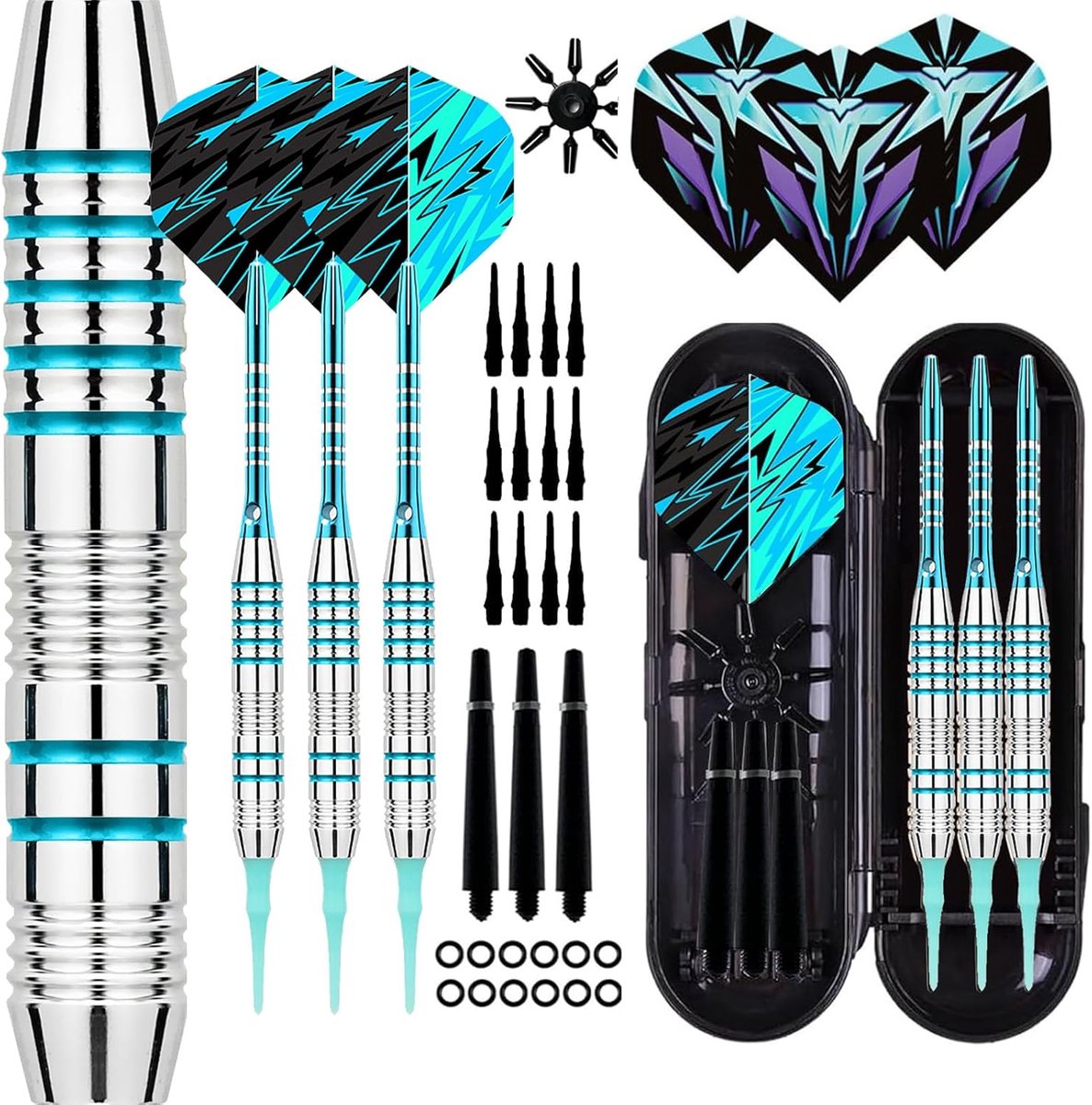 Professionele Softtip Dartpijlen Set met Kunststof Punten en Opbergtas (18 Gram)