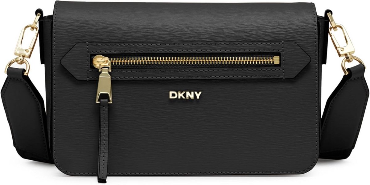 Crossbody Tas - Leren Schoudertas - Dagelijks Gebruik - Versterkte Bodem - 22 x 14.5 x 6 cm - Zwart Goud