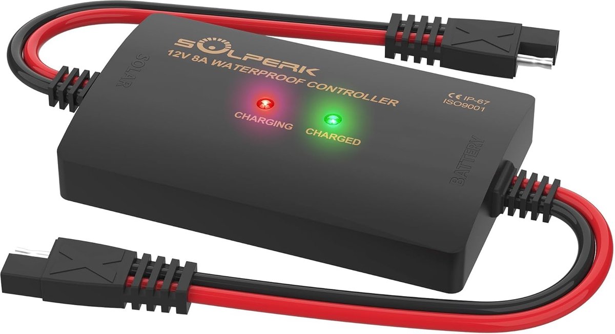 Solar Charge Controller - Batterij Lader - Off-Grid Systemen - IP67 Waterdicht - 8A 12V - Zwart