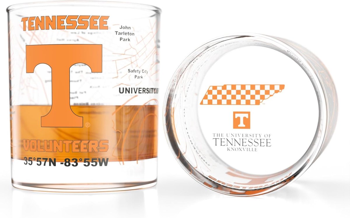 Whiskey Glas Set met Universiteitscampus Kaart - Set van 2 Lowball Glazen