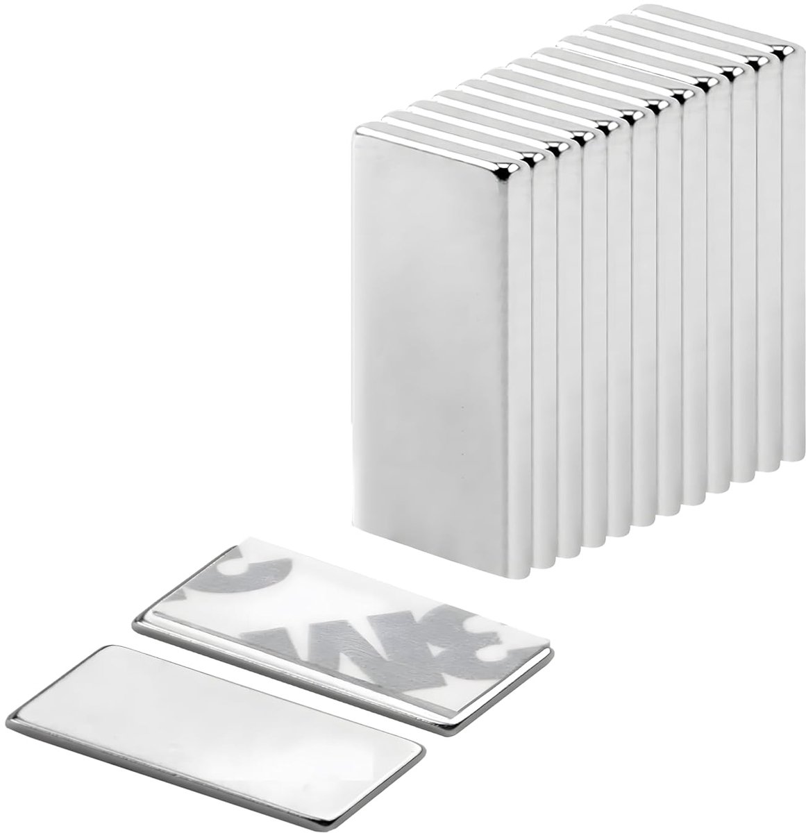 Sterke zelfklevende neodymium magneten plat 20x10x2mm 12 stuks