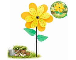 Tuinsteker Bloem - Geel & Oranje - Windmolen 70 x 36 x 36 cm – Windspel Tuindecoratie – Bewegende Tuinmolen – Tuin Decoratie