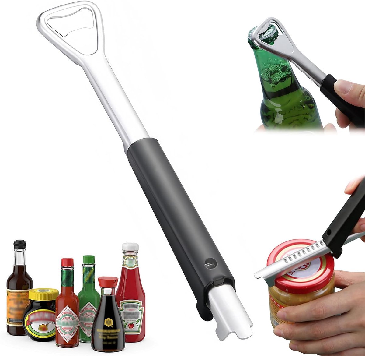 Multifunctionele Blikopener en Schroefdekselopener - Verstelbaar Keukengerei van RVS