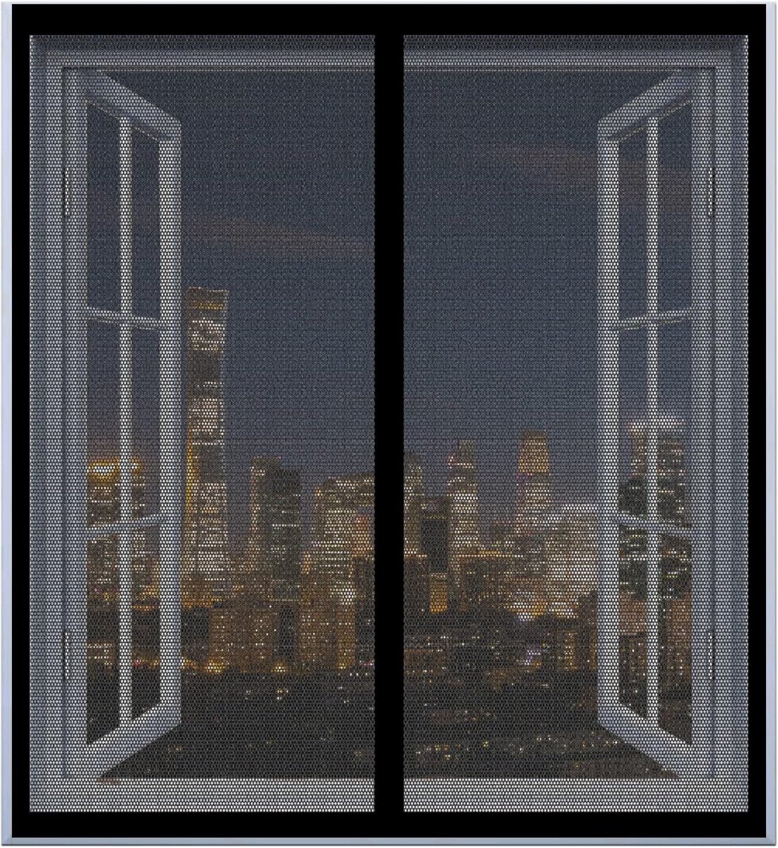 Magnetisch Insectenhor Raam 60x50 cm Zwart - Eenvoudige Montage Vliegengordijn