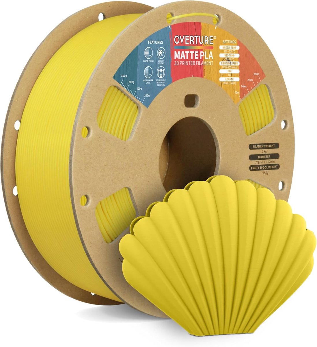 3D Printer Filament - PLA Draad - Modelleren Printen - Matte Afwerking - 1.75mm 1kg - Geel