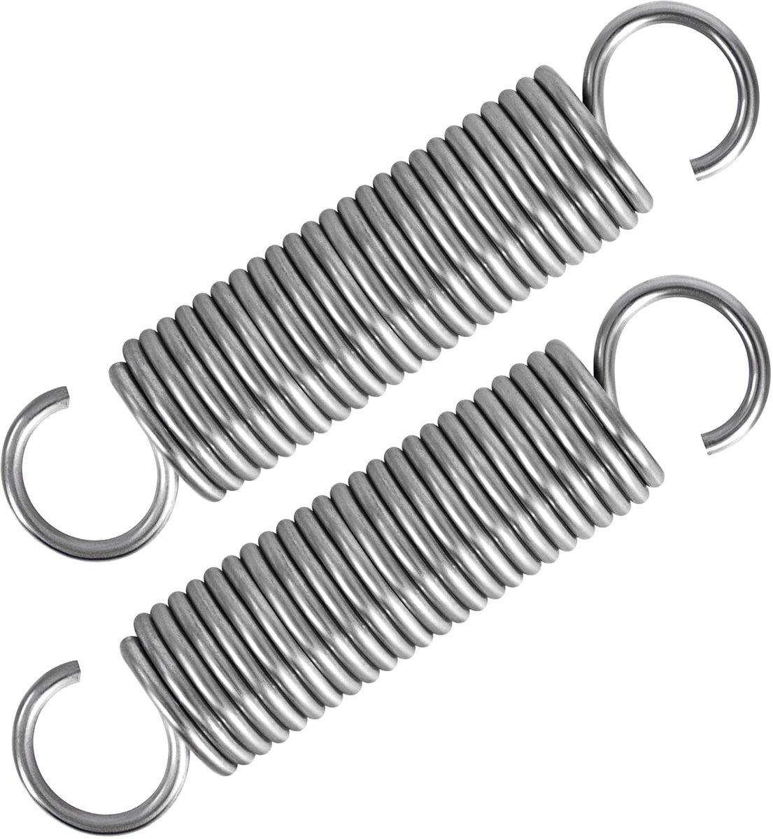 2x Trekveren RVS 80mm Dubbele Haak - Draaddiameter 2mm, Buitendiameter 18mm - Sterke Spanveer 8,3kg