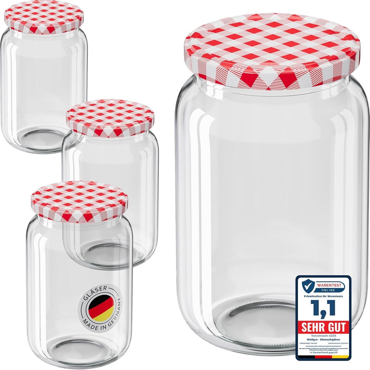 Set van 12 Sterke Glazen Potten met Schroefdeksel voor Bewaren en Inmaken, 720 ml