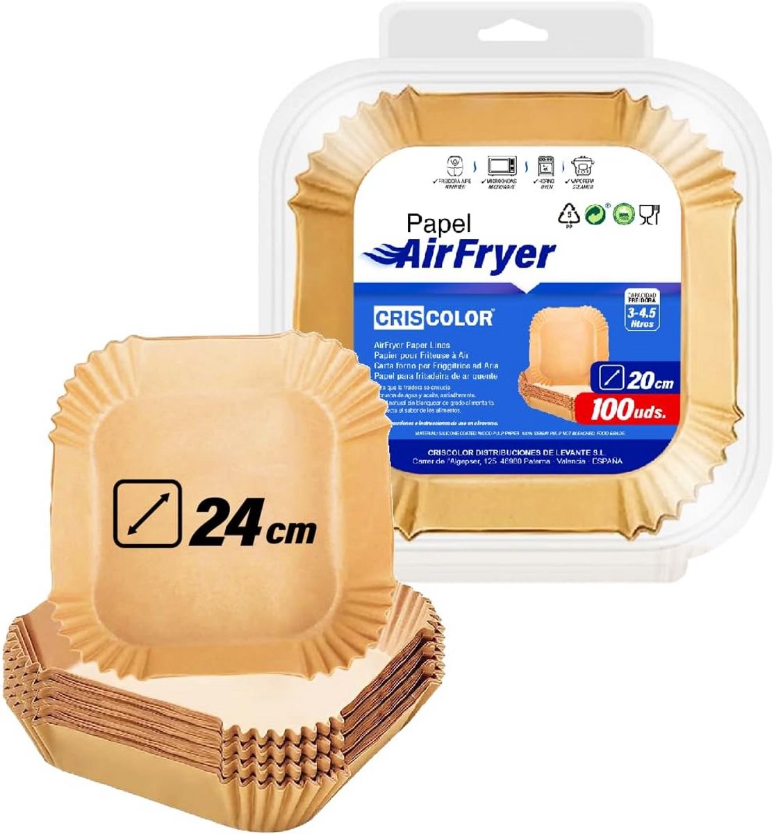 Airfryer Bakpapier Vierkant - 100 Stuks Antiaanbak Vellen voor Airfryer en Oven