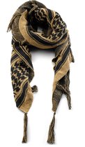 Zandkleurige en Zwart Geruite Bandana Sjaal