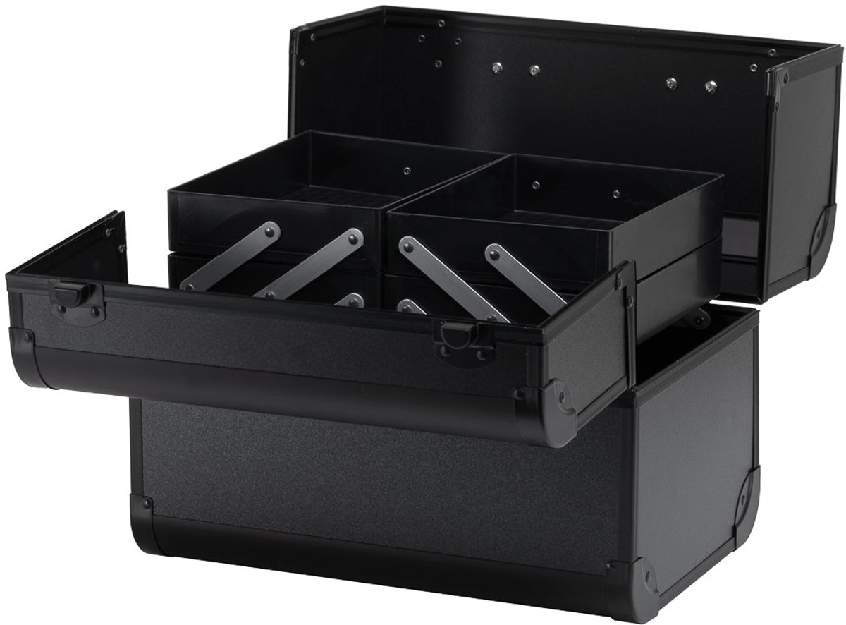 Zwarte Make-up Koffer SC40 – Professionele Beautycase voor Visagie, Nagelstyling & Mobiel Gebruik