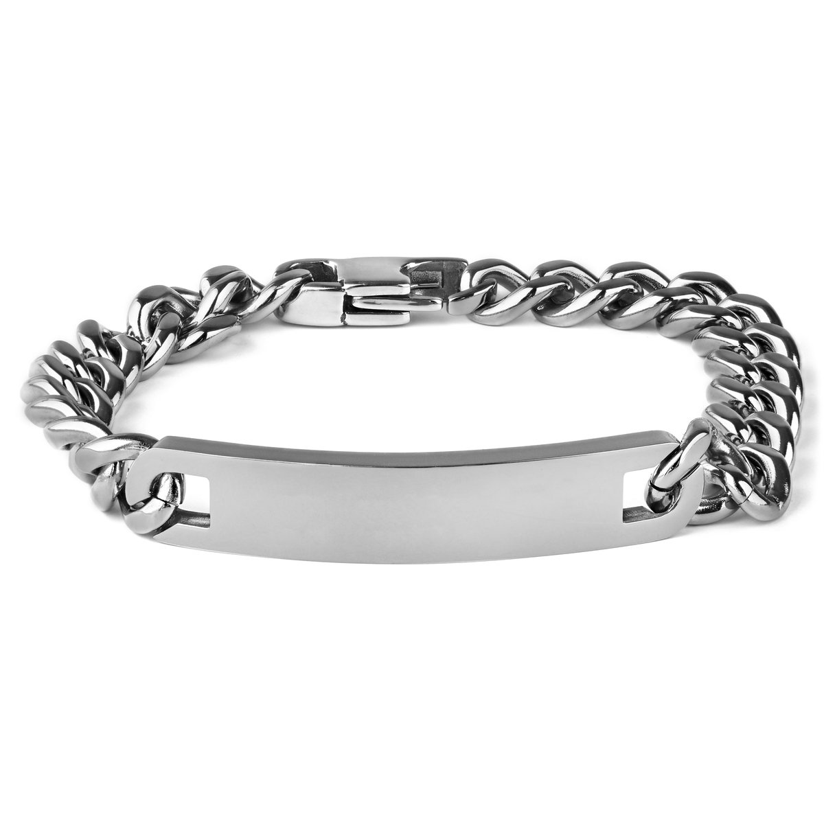 10 mm Dikke Zilverkleurige Roestvrijstalen ID-armband