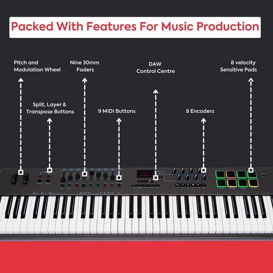 88-Toetsen MIDI Keyboard Controller met DAW Integratie | bol
