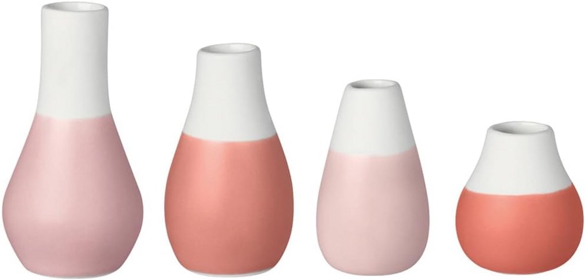 Set van 4 Porseleinen Pasteltinten Vazen voor Bloemen