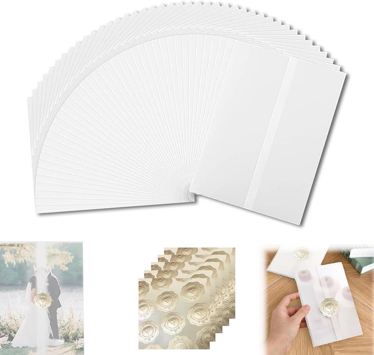 50 Transparante Vellum Enveloppen voor Uitnodigingen (13x18 cm)