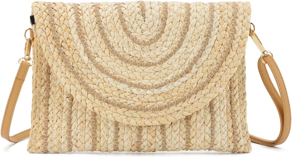 Dames Strooitas Schoudertas Gevlochten Handtas Strandtas Clutch