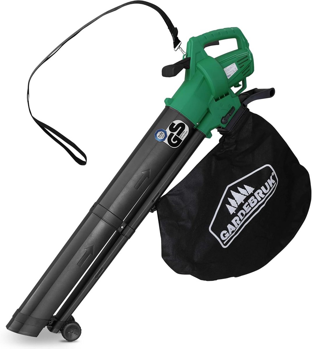 Krachtige 3-in-1 Bladblazer, Bladzuiger en Hakselaar 3000W met Schouderriem en Wielen