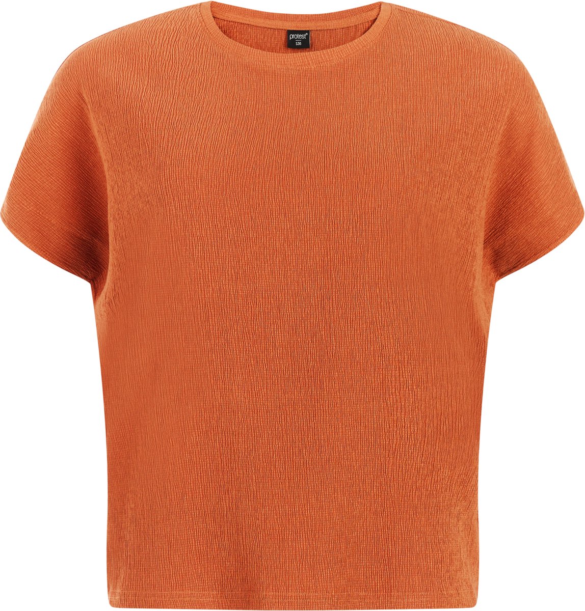 Protest PRTLouas – T shirt Dames – Korte mouwen – Ronde hals – Loose fit Bruin