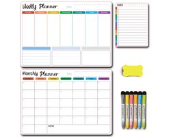 Kalender/wandplanner met plakrand - Uitwisbare weekplanner - Perfect voor het plannen van taken - Het inplannen van wekelijkse gezinsmaaltijden - 42*30 cm -Stijl 2