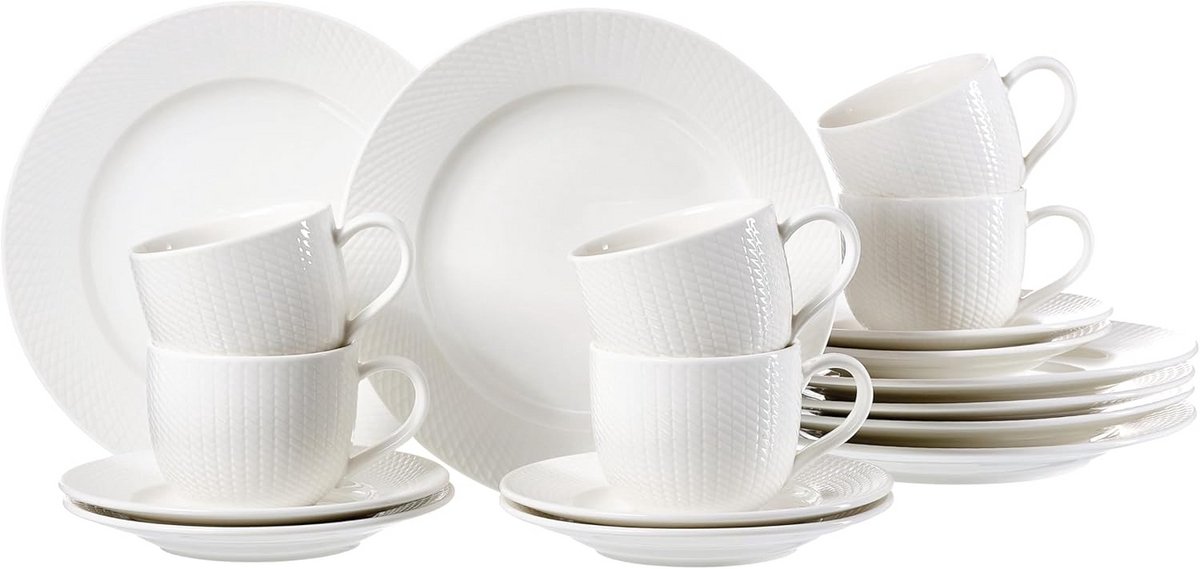 18-delig Koffieservies Porselein Blauw Mozaïek-Reliëf