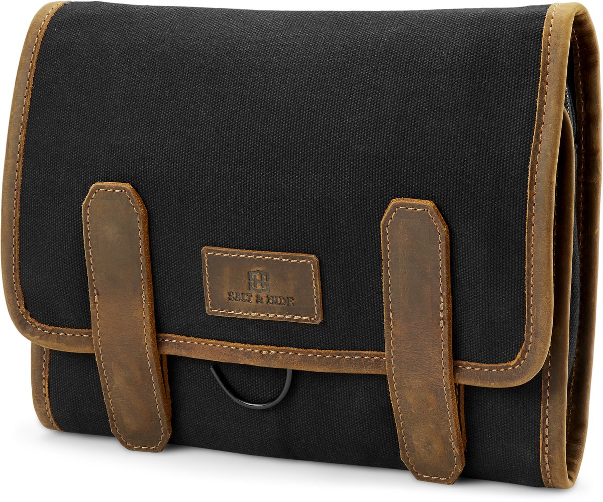 Salt & Hide - Heren - Zwart Canvas Toilettas