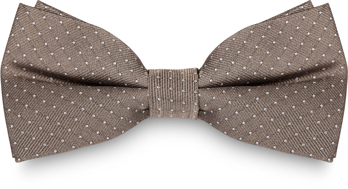 Beige Zijden Polkadot Vlinderdas