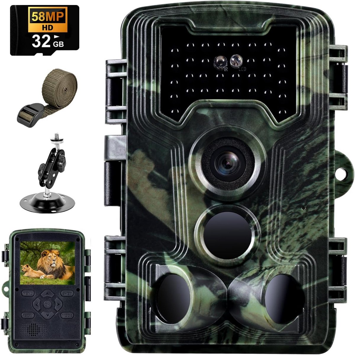 Wildcamera met Nachtzicht en Bewegingsmelder - 2,7K Video en 32GB Kaart