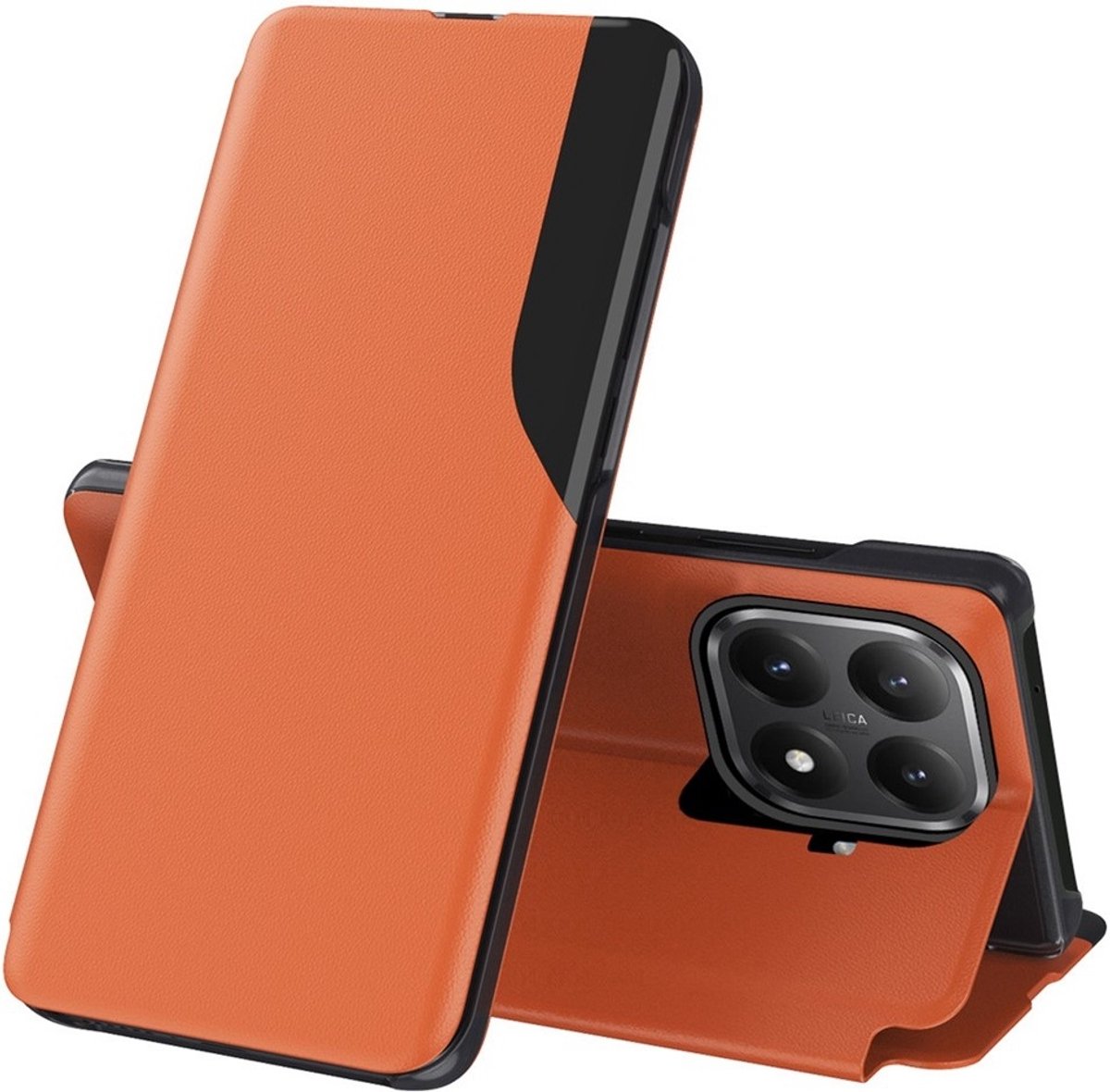 Hoesje geschikt voor Xiaomi 15T Pro - Phonesta Smart View Side Book Case - Oranje