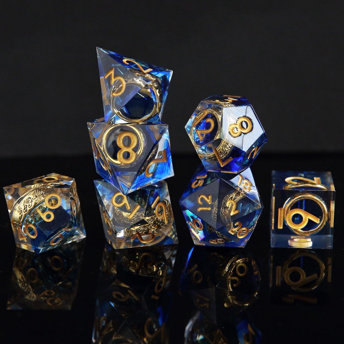 7-Delige Polyedrische Dobbelstenenset Hars voor D&D, RPG en Bordspellen