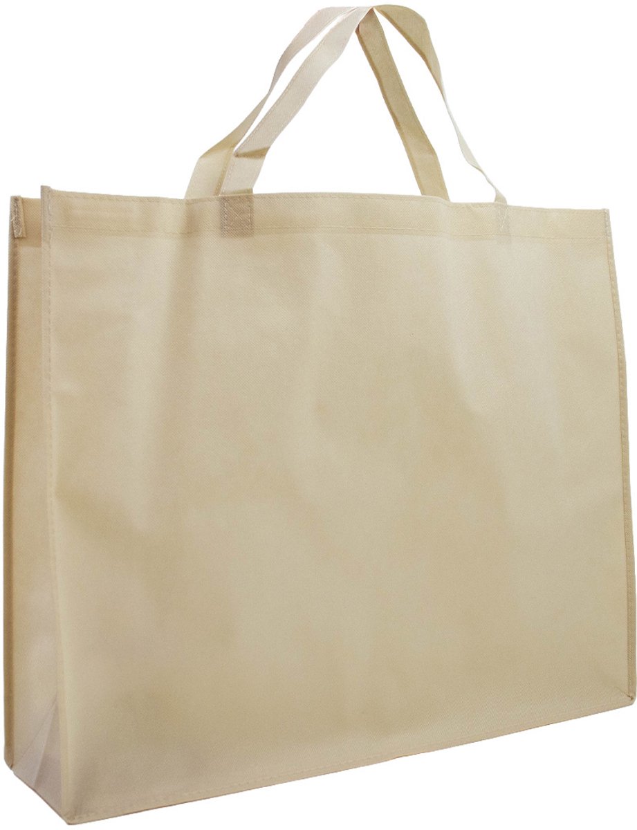 Shopper Bag - 10 stuks - Ecru/Beige - 54x45x14cm - Non Woven - Shopper tas