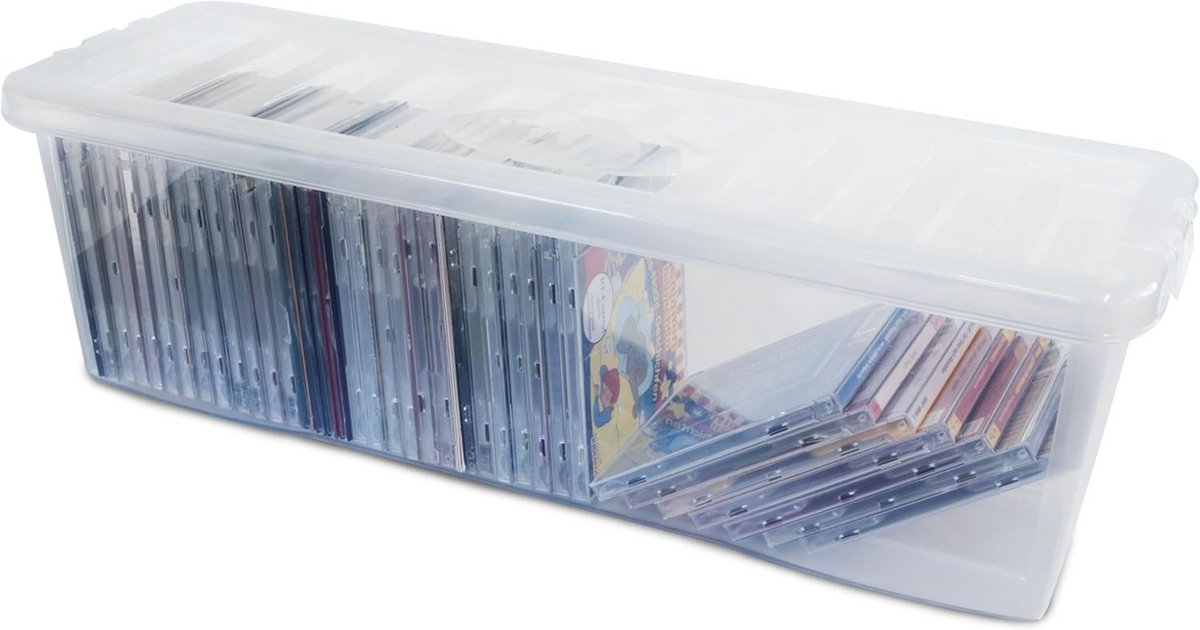 Stapelbare CD Opbergbox met Deksel Transparant voor 52 Muziek-CD's