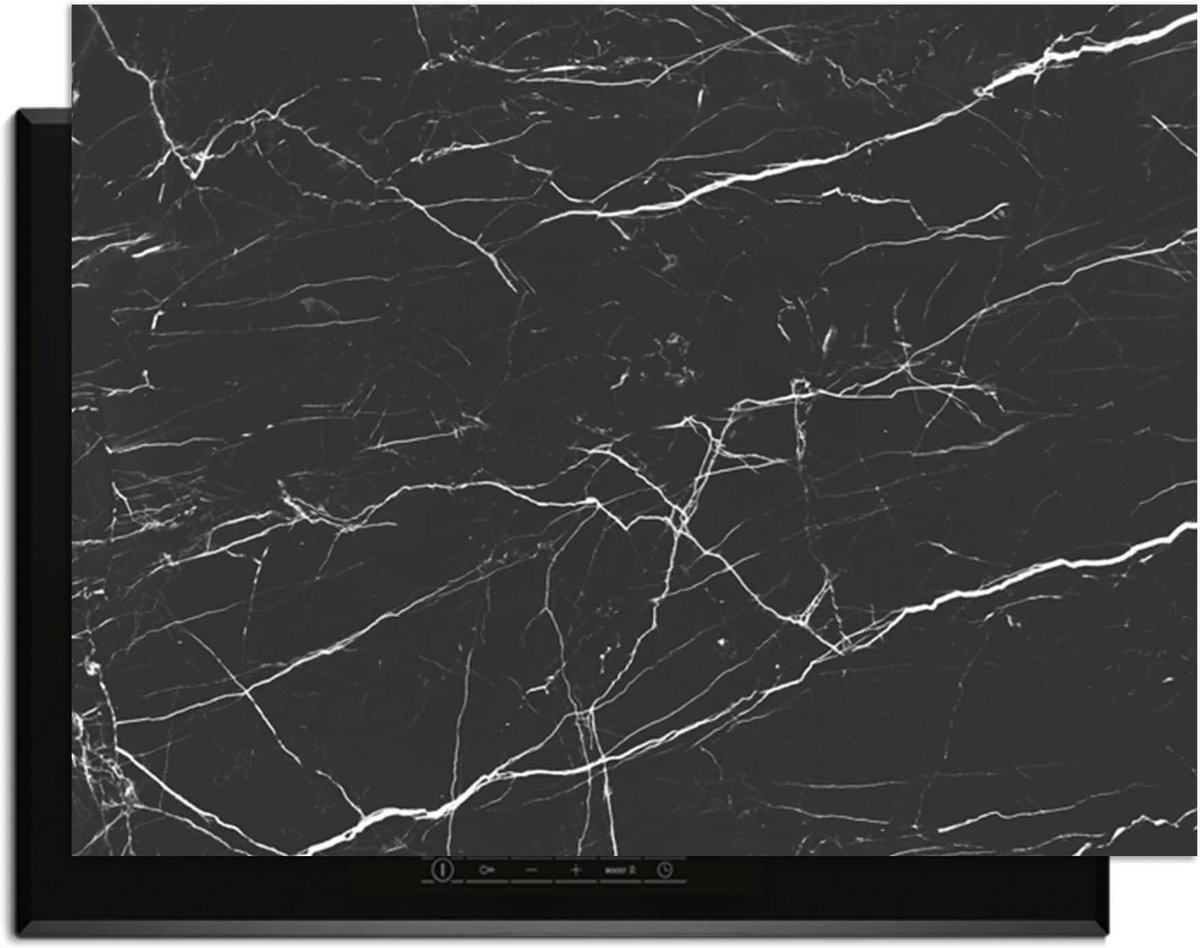 KitchenArt - Obsidian Marble - Inductie Beschermer - 80x52 cm - Kookplaat Beschermer - Luxe Afdekplaat Inductieplaat - Anti-slip & Oprolbaar - Beschermmat Inductiekookplaat