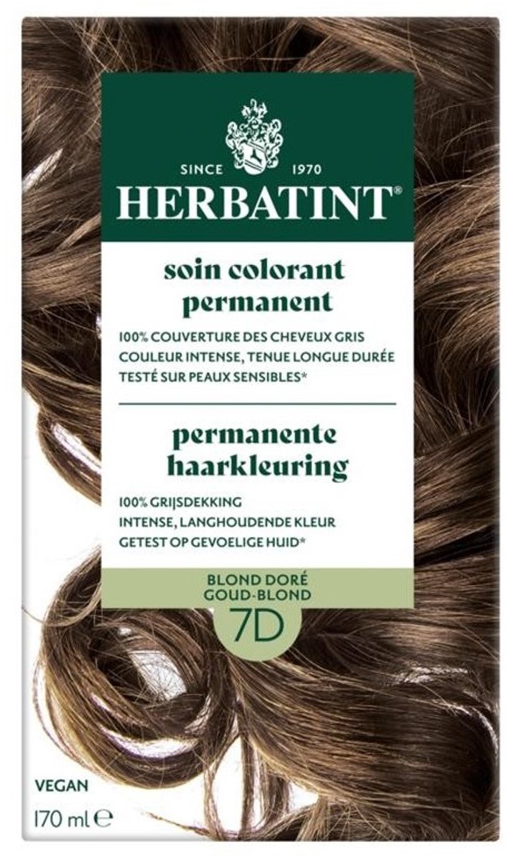 Herbatint 7D Goud Blond – permanente vegan haarkleuring – Met 8 plantenextracten – 170 ml
