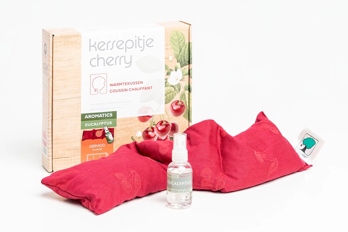 Kersepitje® Cervico Aromatics Eucalyptus - Langwerpig Kersenpitkussen - Incl. Aromaspray