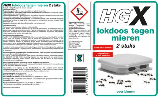 HGX lokdoos tegen mieren, 2 stuks. Ideaal voor binnen, onopvallend. Voor binnen.
