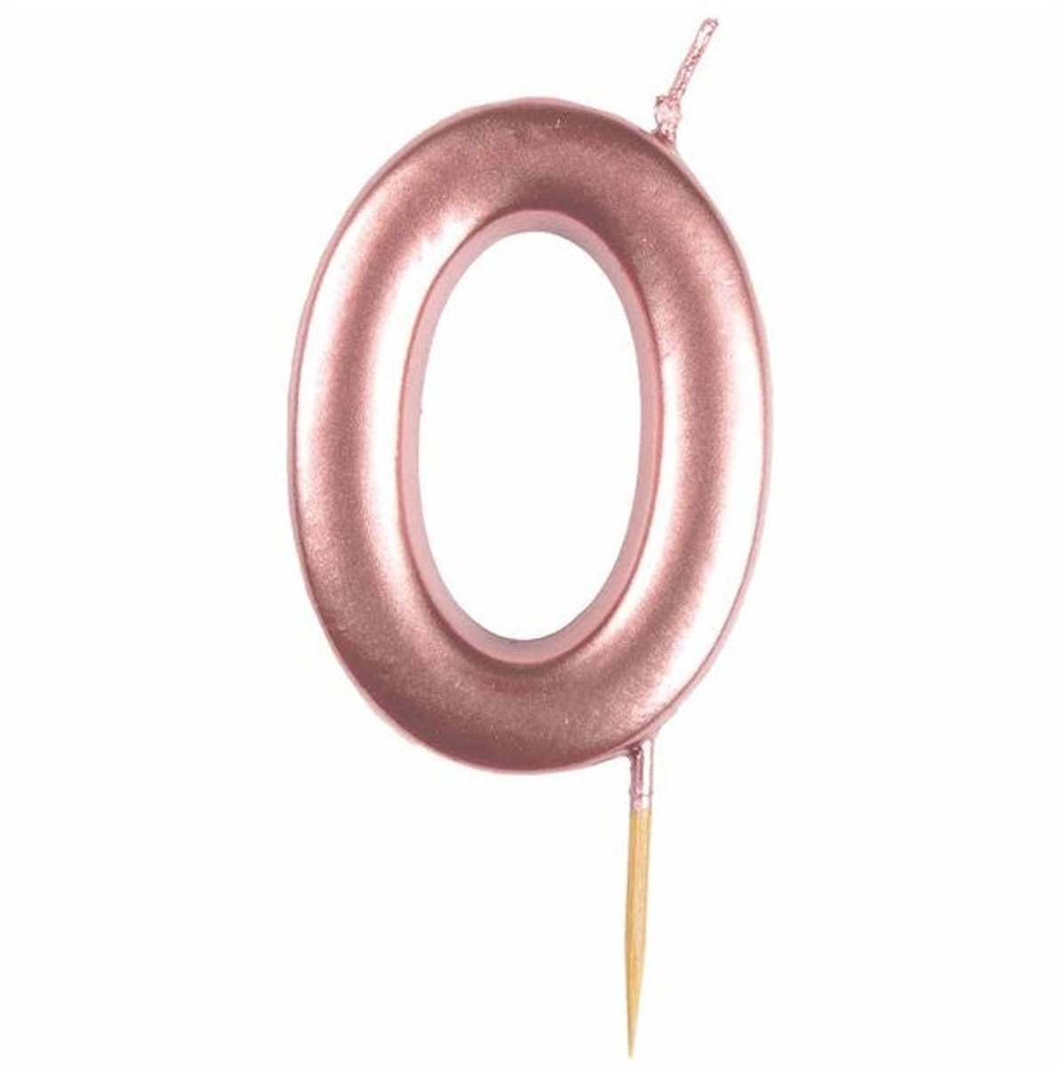 Taartkaars nummer 0 rosé goud metallic