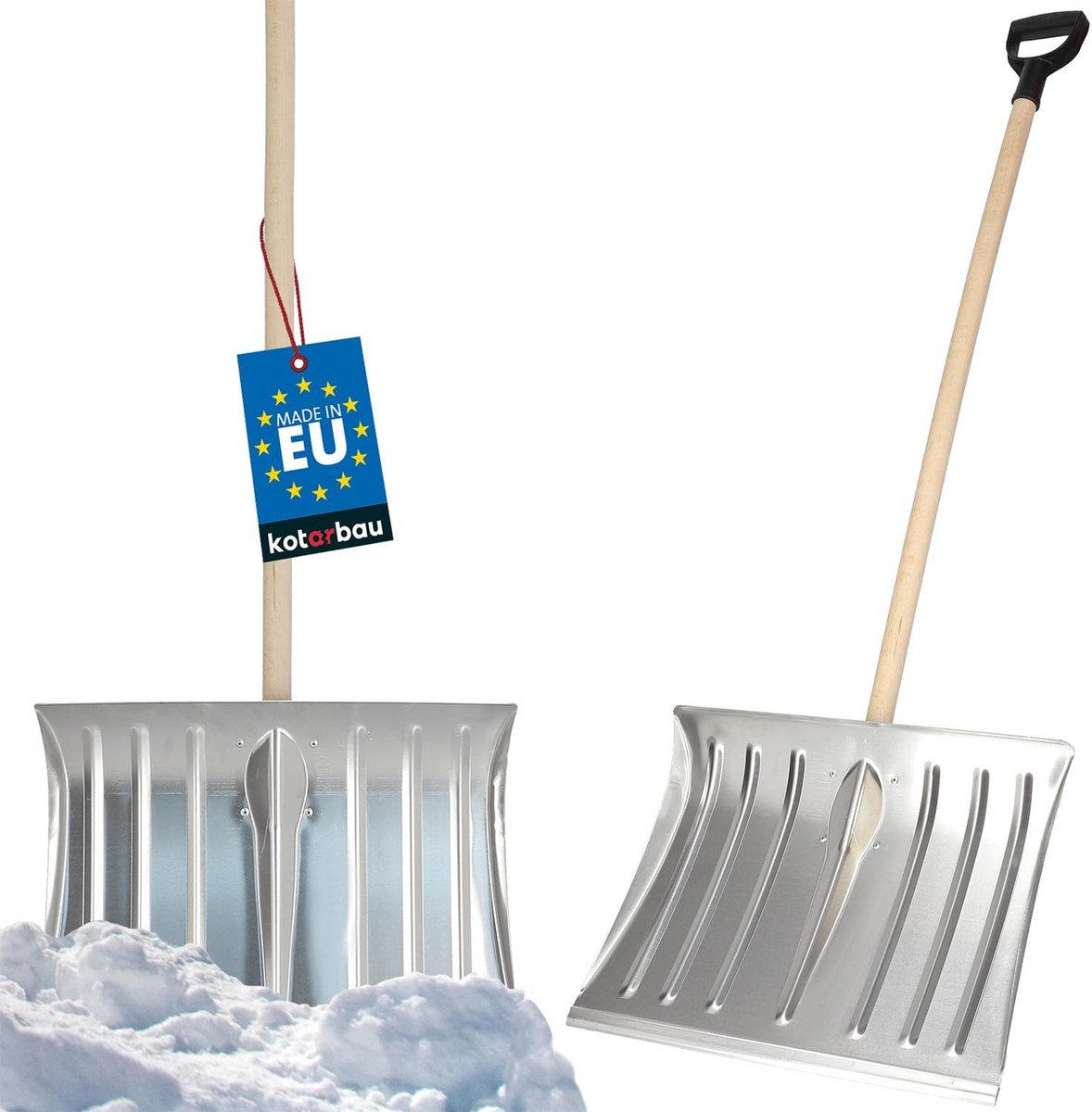 Sneeuwschuiver met Houten Handvat en Versterkt Aluminium Rechthoekige Blad