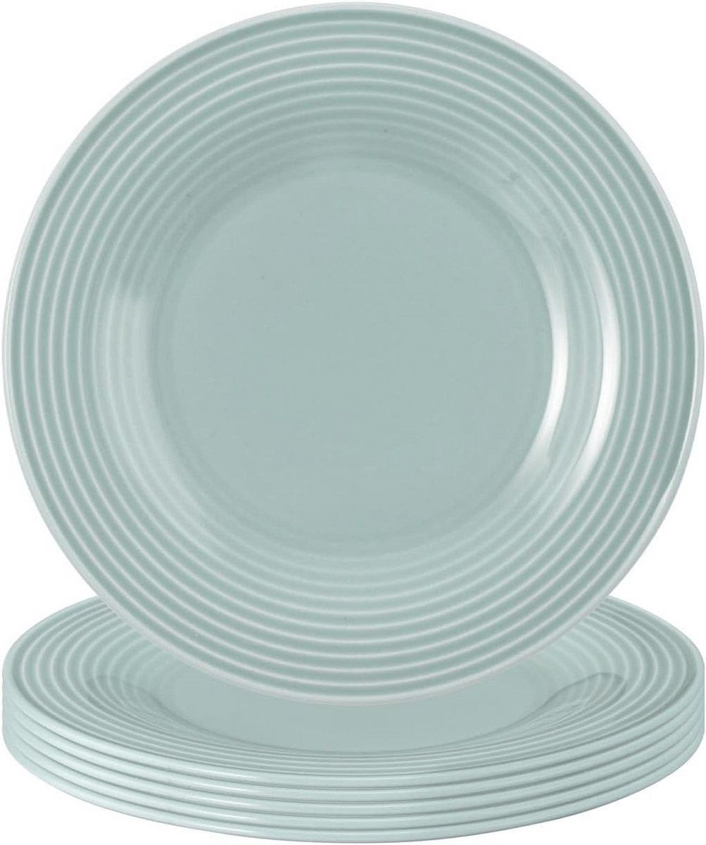 Set van 6 Broodborden Klein Ø17 cm Porselein met Groefreliëf - Vaatwasserbestendig