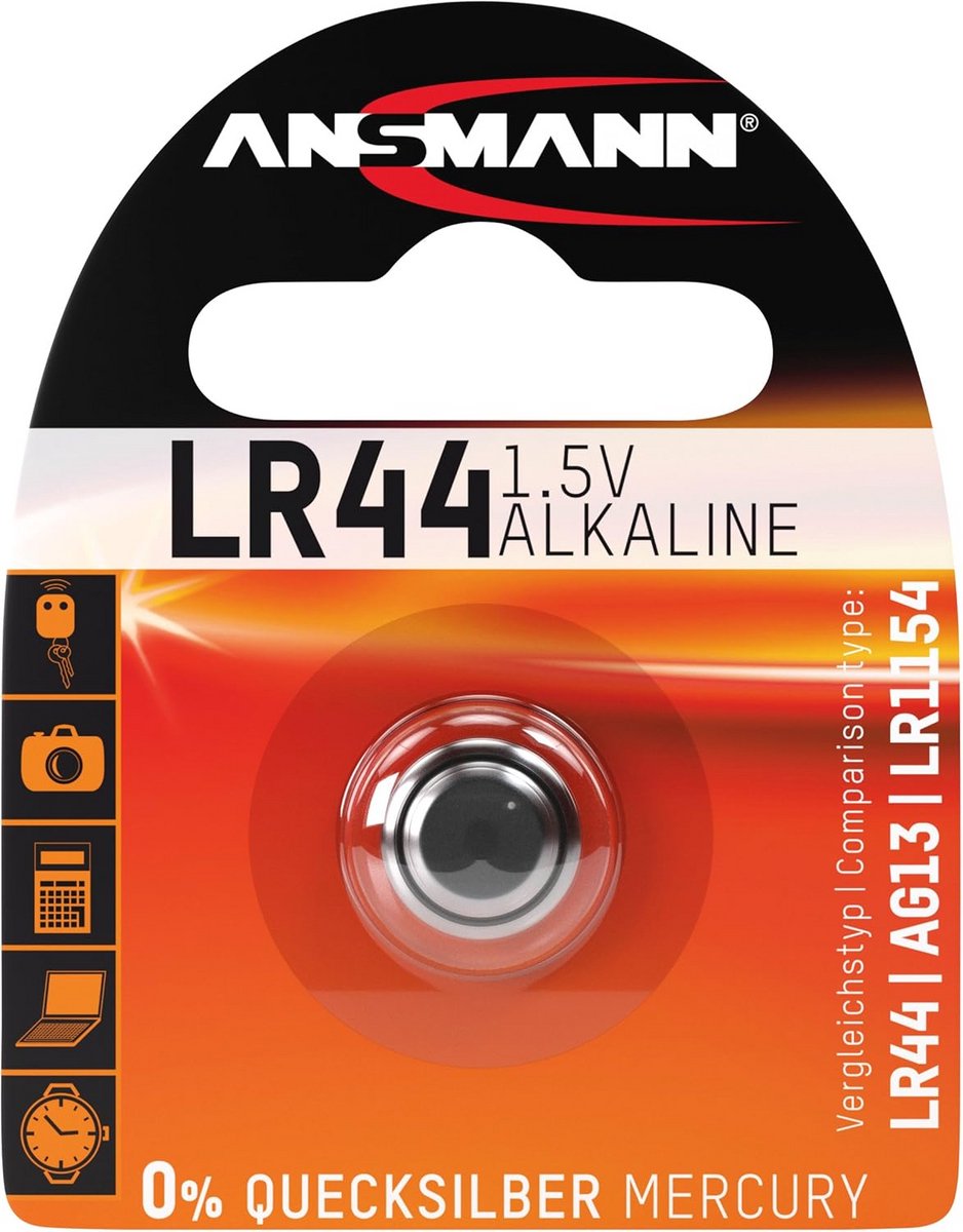 Knoopcel Batterij LR44 1,5V - 1 Stuks - Alkaline voor kleine apparaten