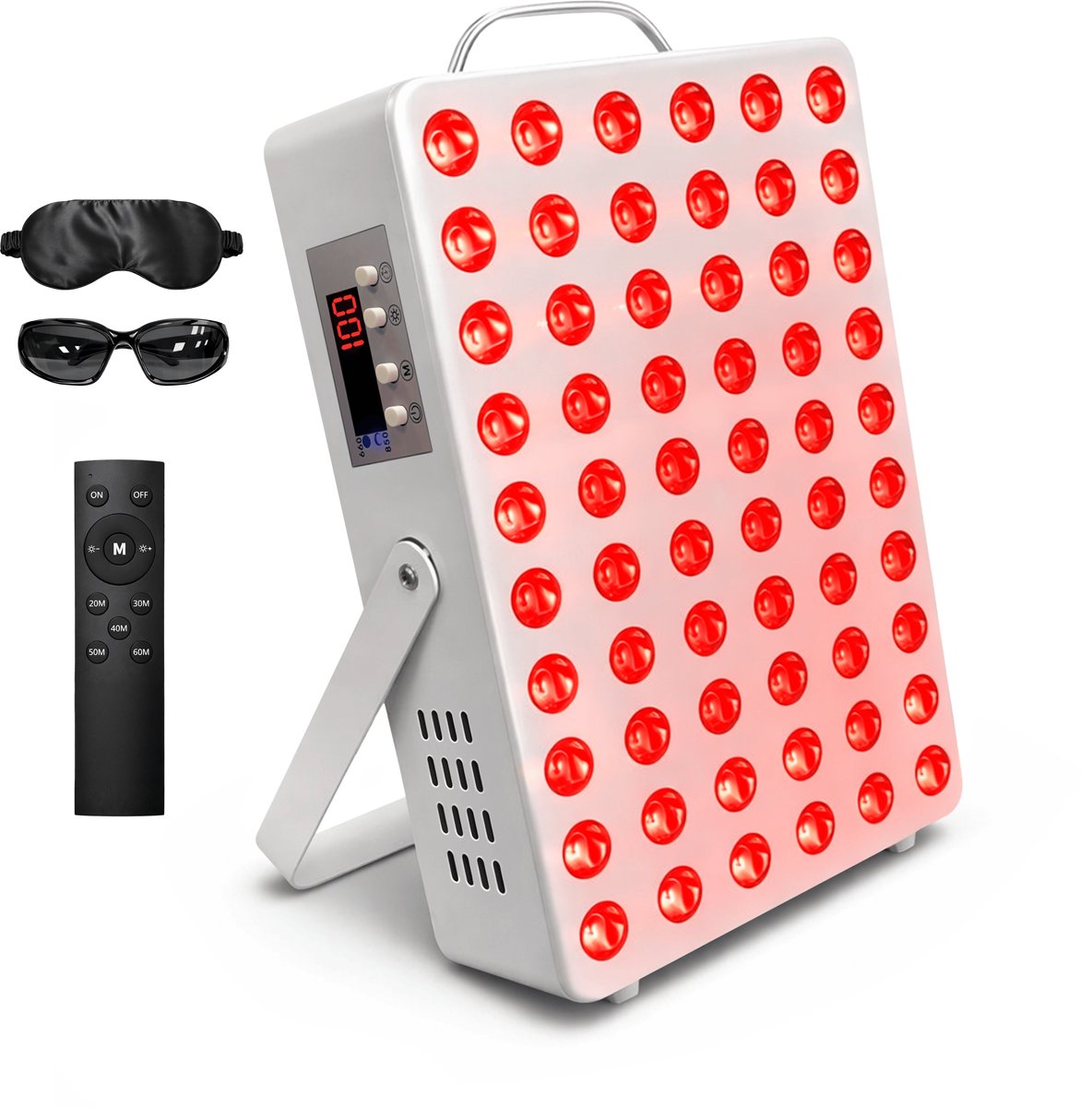 Vulpes Goods® BodyCare - Infraroodlamp Elite - Red Light Therapy - Professioneel Infrarood Paneel - Roodlicht therapie - 2 Golflengten & 3 Modi - Lichttherapie - 60 LEDS - Dual Chip - Gezicht, Lichaam, Spieren, Gewrichten, Huid - Elite