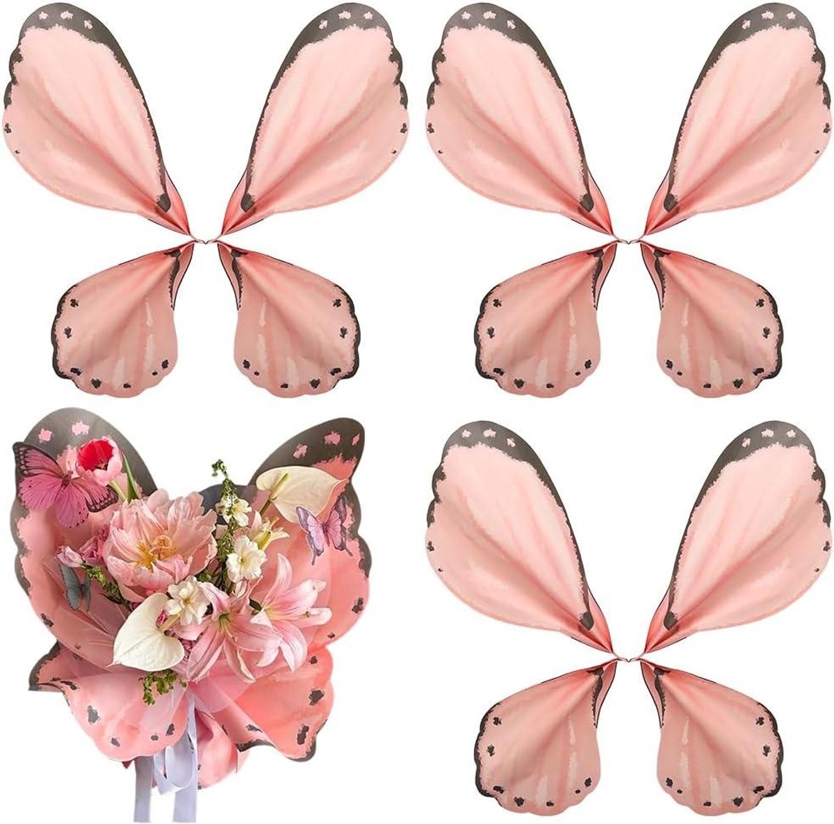 Allecto - Inpakpapier voor vlinderboeket - Roze bloemen - Vleugelvormige verpakking - Bloemisten benodigdheden - Valentijnsdag bruiloft - Geschikt voor - Bruiloft decoratie - 20 stuks inpakpapier voor bloemenwinkel.