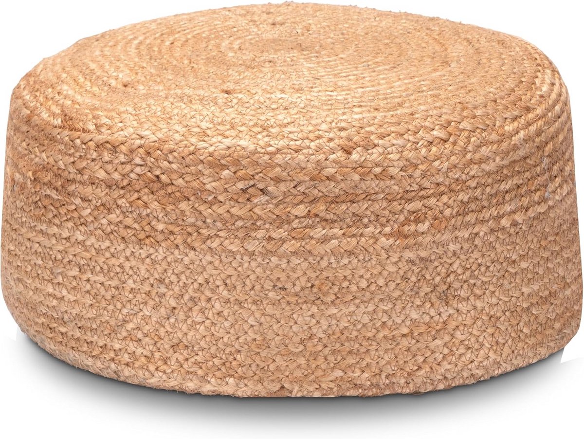 Ronde Jute Poef - Zitkussen en Voetenbank in Boho Stijl