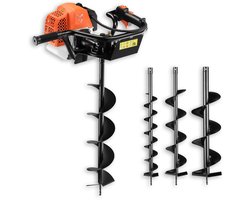 FUXTEC benzine grondboor FX-EB162 - 62cc, 3,5 pk, incl. 3 boorgarnituren, eenvoudig starten