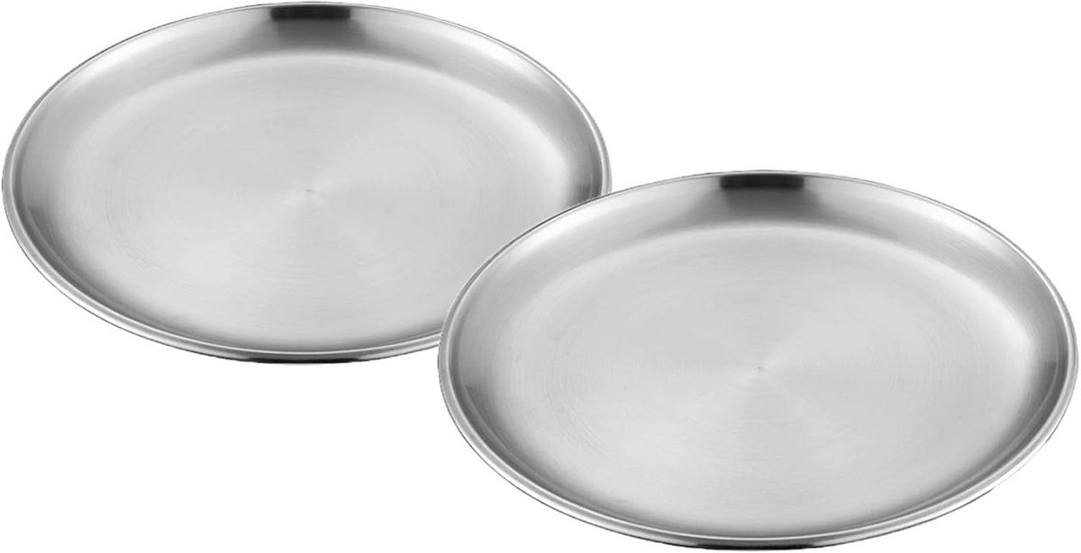 Set van 2 RVS Ronde Borden voor Diner en Snacks