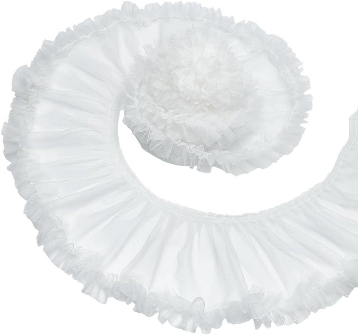 Ruches kanten rand, wit, 17 cm breed - Bruiloft decoratie, naaien, bruidsjurk