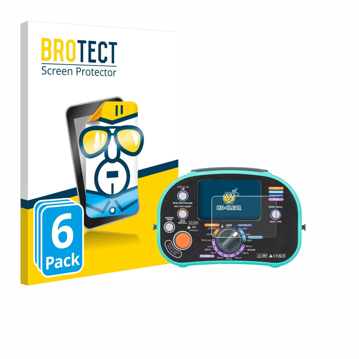 BROTECT - Screenprotector voor Kewtech KT63DL - Folie Beschermfolie transparant 6 Stuks